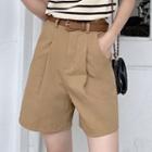Striped Short-sleeve Knit T-shirt + Wide-cuff Shorts