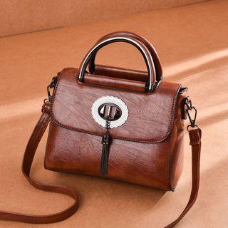 Metal Fringe Top Handle Crossbody Bag