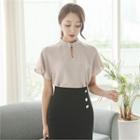 Short-sleeve Cutaway-front Top