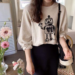 Robot-sequined Napped Pullover