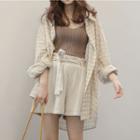 Plain Wide Leg Shorts Almond - One Size