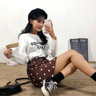 Distressed Dotted Miniskirt With Belt