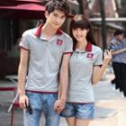 Couple Matching Contrast Color Short-sleeve Polo Shirt