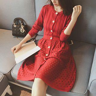 Long-sleeve Cut Out Knit Dress