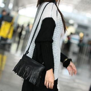 Fringed Crossbody Bag Black - One Size