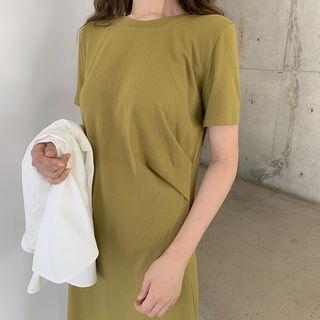 Short-sleeve Midi T-shirt Dress Avocado - One Size