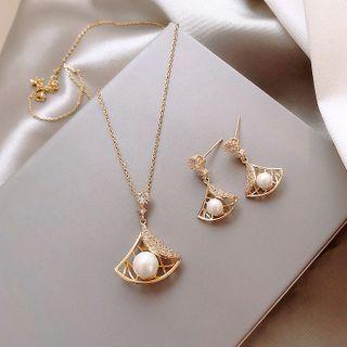 925 Sterling Silver Faux Pearl Dangle Earring / Necklace
