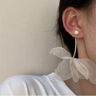 Faux Pearl Floral Drop Earring 1 Pair - White - One Size