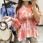 Tie-dyed Batwing-sleeve Top