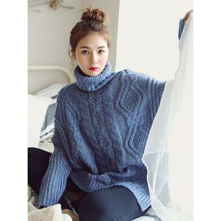 Turtle-neck Oversized Cable-knit Sweater