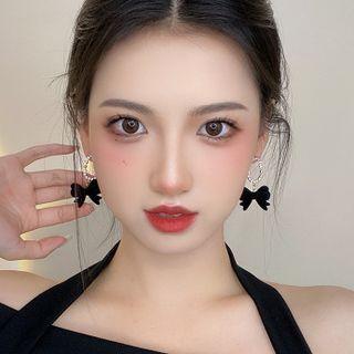 Flocking Bow Rhinestone Dangle Earring