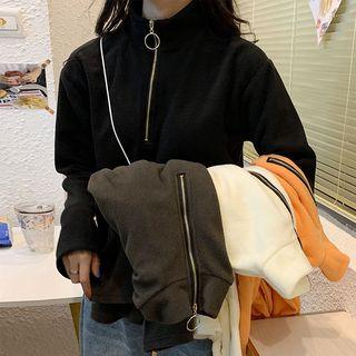 Long-sleeve Stand-collar Plain Top