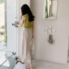 Fly-front H-line Long Skirt Beige - One Size