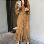 Floral Print Maxi Shirtdress With Sash