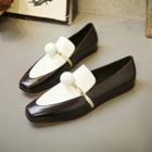 Embellished Two-tone Genuine Leather Loafers