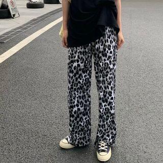 Leopard Print Wide-leg Pants Leopard Print - Gray - One Size