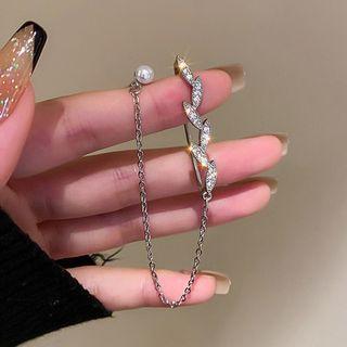 Cz Leaf Chain Earring Silver - One Size