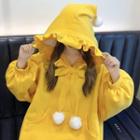 Pom Pom Accent Frilled Hoodie
