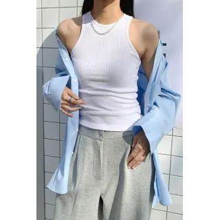 Plain Halter Ribbed Top