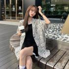 Leopard Loose-fit Short-sleeve Jacket / Lace Sleeveless Dress