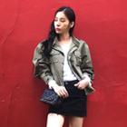Fray-hem Dual-pocket Parka