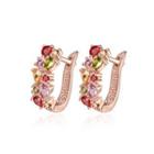 Brilliant Fashion Plated Rose Gold Color Cubic Zirconia Earrings Rose Gold - One Size