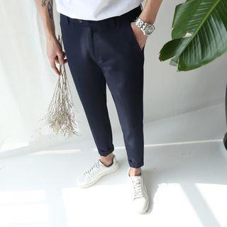 Embroidered Cropped Dress Pants
