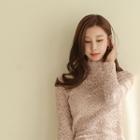 Mock-neck Slim-fit Lace Top