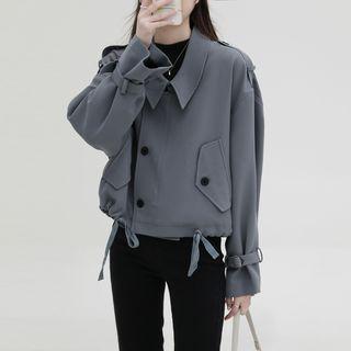 Drawstring Button Trench Jacket