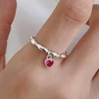 Heart Rhinestone Alloy Ring Rose Pink & Silver - One Size