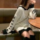 Chunky Knit Hoodie White - One Size