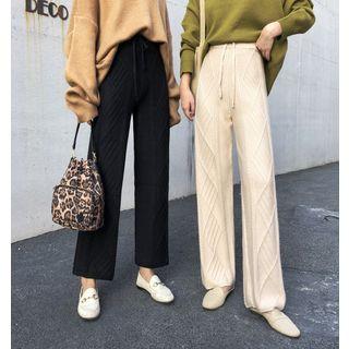 Wide-leg Cable-knit Pants