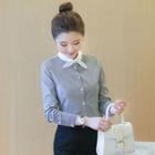 Striped Slim-fit Long Sleeve Blouse