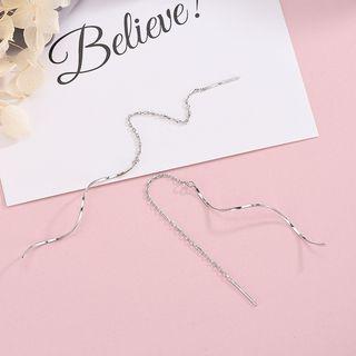 925 Sterling Silver Swirl Dangle Earring Es871 - 1 Pair - One Size