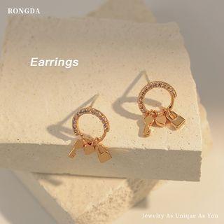 Lock & Key Rhinestone Alloy Fringed Earring 1 Pair - Rose Gold - One Size