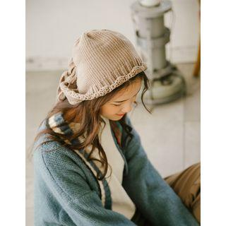 Scalloped Knit Bonnet Hat One Size