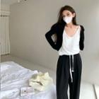 Plain Light Cardigan / Camisole Top / Loose-fit Pants