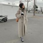 Double-breasted Textured Wool Blend Coat