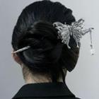 Butterfly Alloy Hair Stick 1pc - Silver - One Size