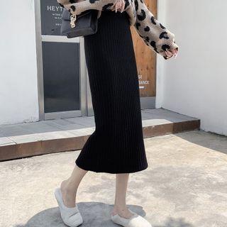 High Waist Knit Midi Pencil Skirt (various Designs)