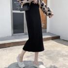 High Waist Knit Midi Pencil Skirt (various Designs)