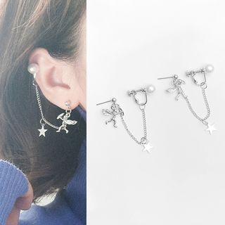 Faux Pearl Cupid & Star Earring