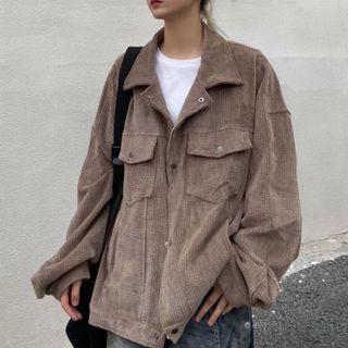 Notch Lapel Corduroy Shirt Jacket