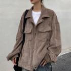 Notch Lapel Corduroy Shirt Jacket