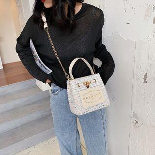 Lettering Tweed Bucket Bag