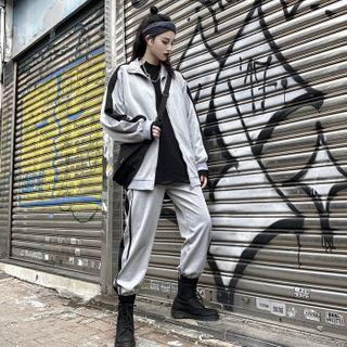 Set: Panel Zip Jacket + Gather-hem Panel Sweatpants