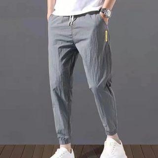 Drawstring Plain Fleece Cargo Pants