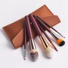 Set Of 6: Makeup Brush + Bag Set Of 6 - Makeup Brush & Bag - Brown - One Size