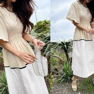 Two-tone Smock Long Dress