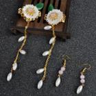 Retro Shell Flower Faux Pearl Hair Clip D42 - 1 Pair - Shell Flower - One Size